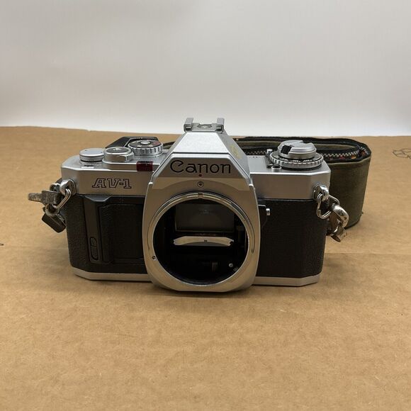 Canon AV-1 SLR 35mm Film Silver Camera Body As-Is For Parts Read Description - Picture 1 of 12